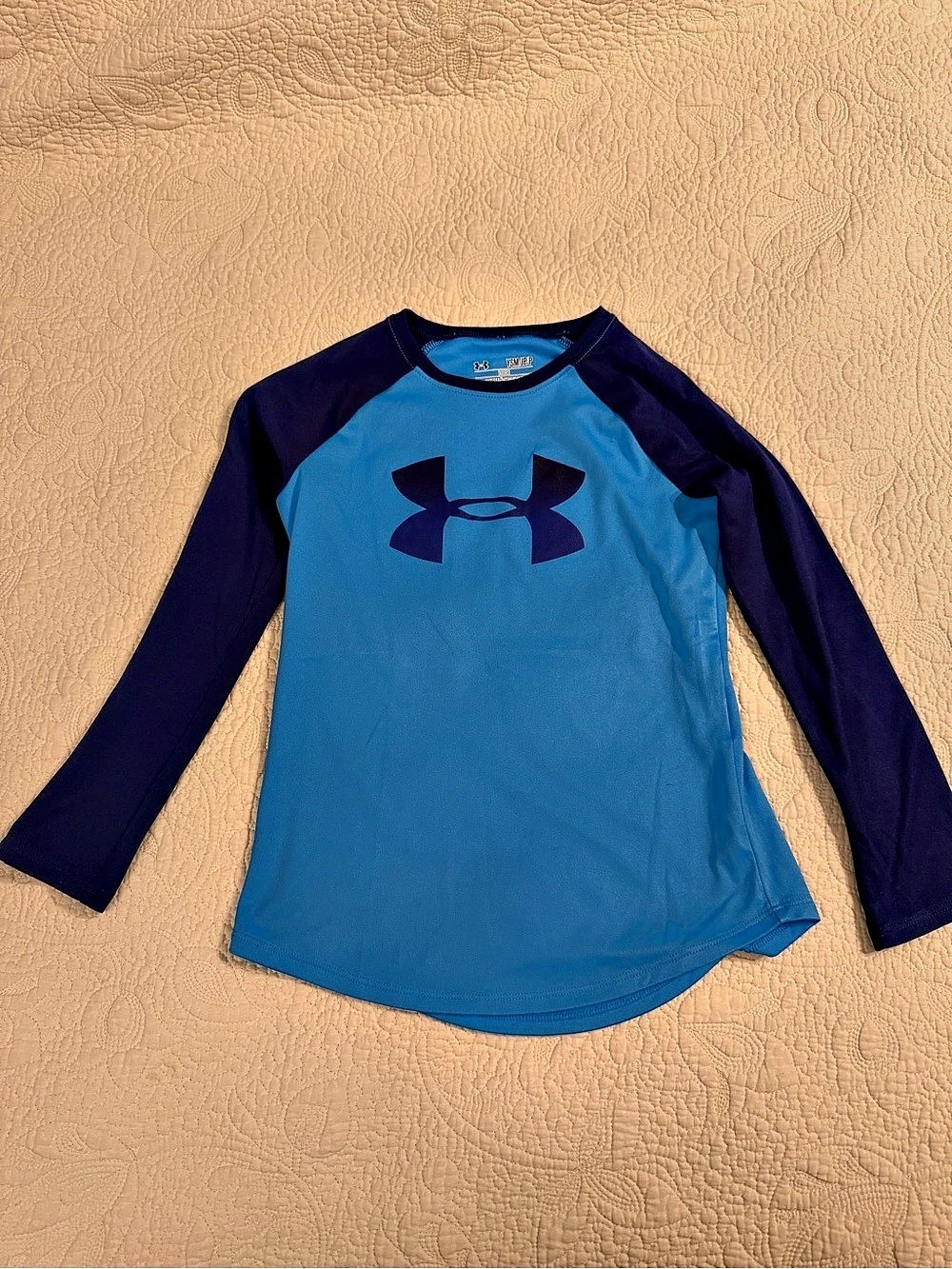 Under Armour Youth Big Logo Raglan Long-Sleeve T-Shirt Boys YSM/YMP Blue & Navy